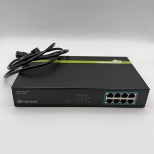 TRENDnet TPE-T80H 8-Port 10/100 Mbps PoE+ Switch — Used, Tested